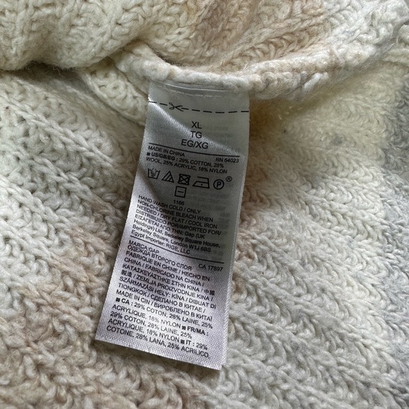 Gap Women’s White Gray Long Sleeve Mock Neck Stripe Knit Sweater Size XL - Picture 6 of 8